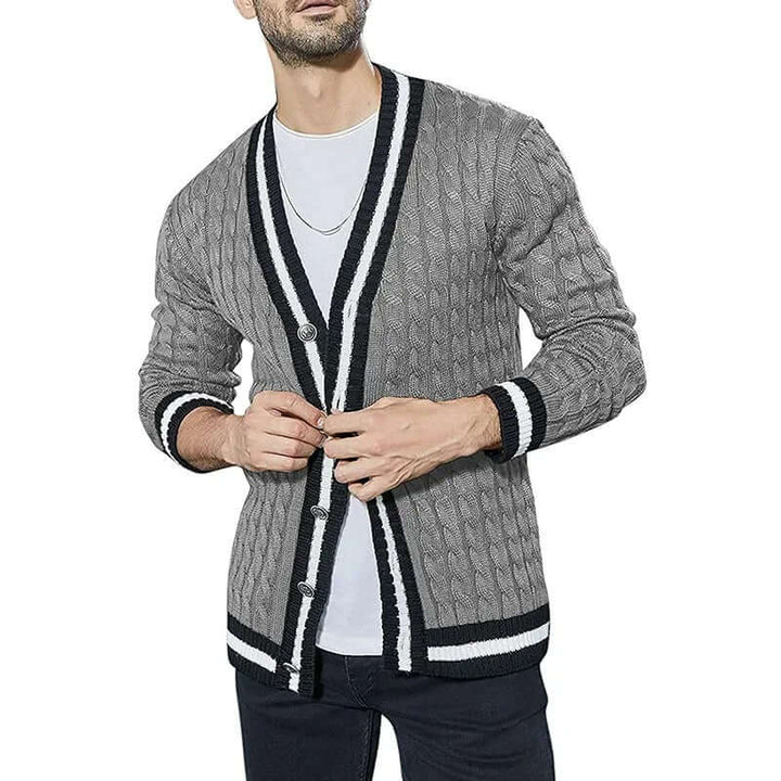 Long sleeve V-neck knitted jumper for men