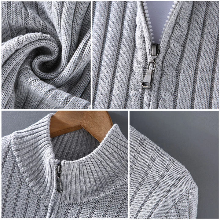 Lucas | Cotton and Shetland Wool Zip Cardigan