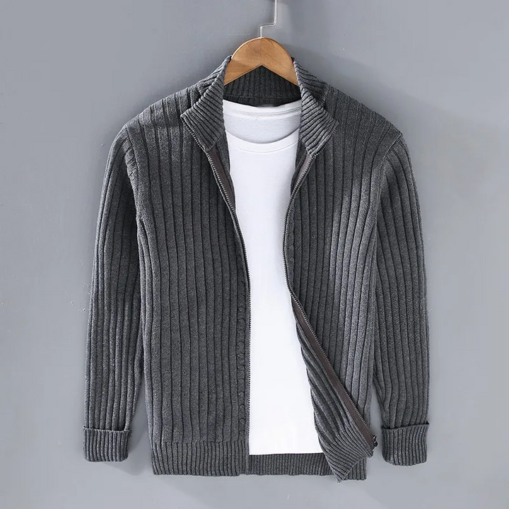 Lucas | Cotton and Shetland Wool Zip Cardigan
