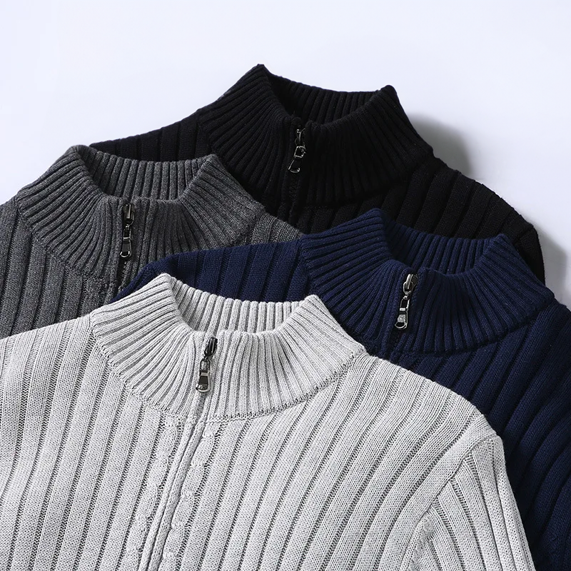 Lucas | Cotton and Shetland Wool Zip Cardigan