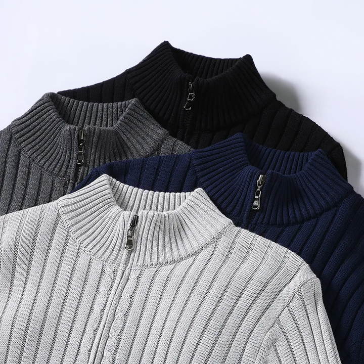 Lucas | Cotton and Shetland Wool Zip Cardigan